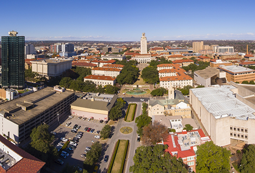 Aerial view of university campus